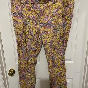 Polo by Ralph Lauren Yellow and Purple Paisley Cropped Pants